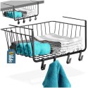 Koszyk Podwieszany Pod Półkę Metalowy Czarny 40 cm z Haczykami VILDE