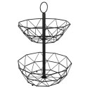 Koszyk na Owoce Warzywa 2-Poziomowy Metalowy Czarny Solidny VILDE 43 x 30cm