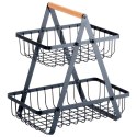 Koszyk na Owoce Warzywa 2-Poziomowy Metalowy Solidny VILDE 27x17,5x29 cm