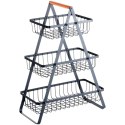 Koszyk na Owoce Warzywa 3-poziomowy Metalowy Czarny VILDE 34x17,5x46,5 cm