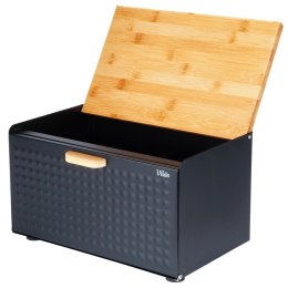 Chlebak Metalowy VILDE Czarny 35,5 x 22 x 20,5 cm z Pokrywą i Deską