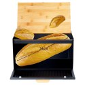 Chlebak Metalowy VILDE Czarny 35,5 x 22 x 20,5 cm z Pokrywą i Deską