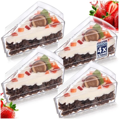 Pucharki Trójkątne z Pokrywkami 160ml Zestaw 4 szt. ORION Finger Food