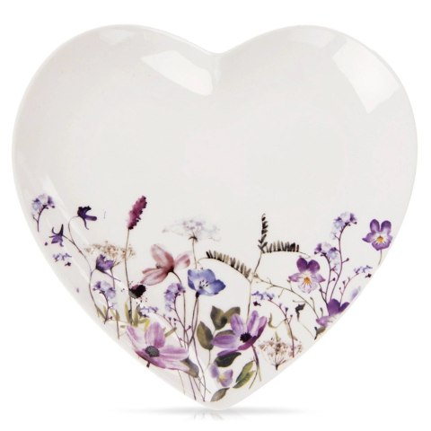 Talerzyk w Kształcie Serca Porcelana 17 cm Louka Kwiaty na Prezent
