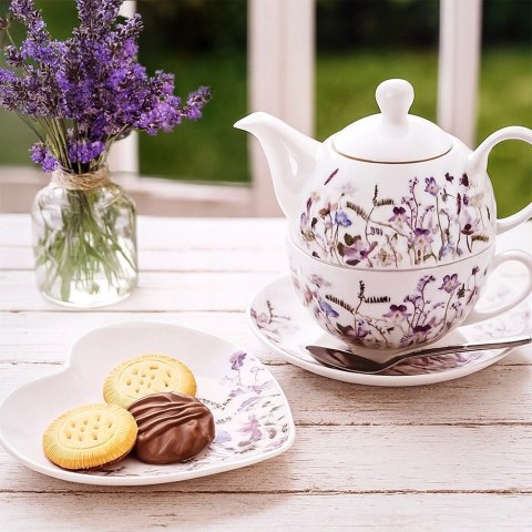 Talerzyk w Kształcie Serca Porcelana 17 cm Louka Kwiaty na Prezent