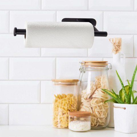 Wieszak na Ręcznik Papierowy Czarny Loft Metalowy na Taśmę 3M
