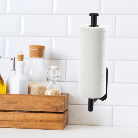Wieszak na Ręcznik Papierowy Czarny Loft Metalowy na Taśmę 3M