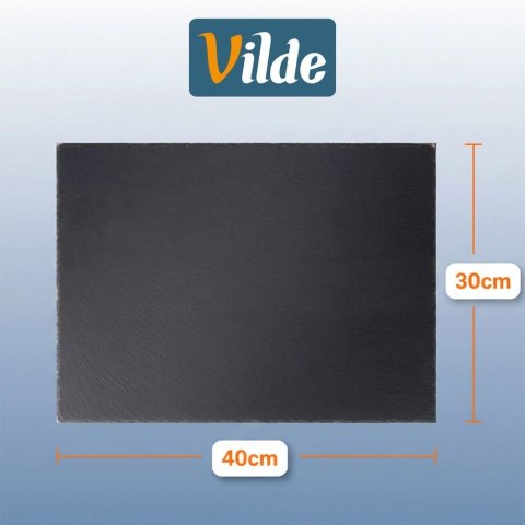 Taca Kamienna Łupek 40 x 30 cm Czarna Serwowanie Potraw Przekąsek VILDE