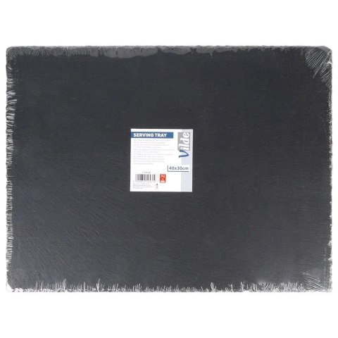 Taca Kamienna Łupek 40 x 30 cm Czarna Serwowanie Potraw Przekąsek VILDE