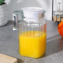 Dzbanek Szklany z Pokrywką VILDE 650 ml Ryflowany Kompaktowy do Napojów