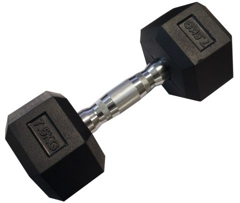 Hantla Jednoręczna Sześciokątna Gumowana Ciężarek Solidny KUBISPORT 7,5kg
