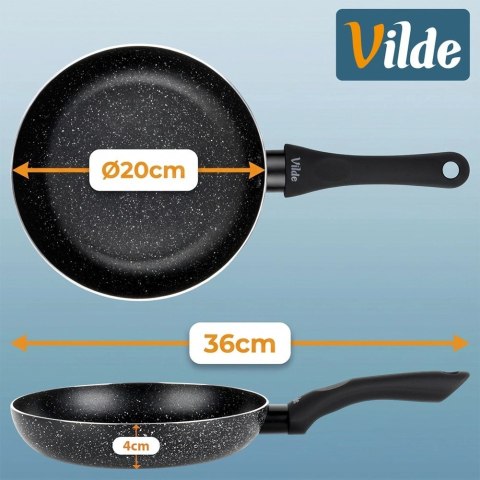 Patelnia Granitowa 20 cm Black Line Indukcja Gaz Non-stick VILDE
