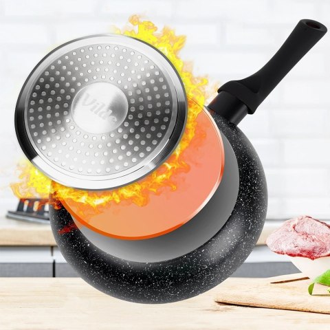 Patelnia Granitowa 20 cm Black Line Indukcja Gaz Non-stick VILDE
