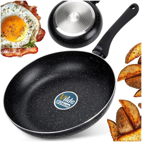 Patelnia Granitowa 26 cm Black Line Indukcja Gaz Non-stick VILDE