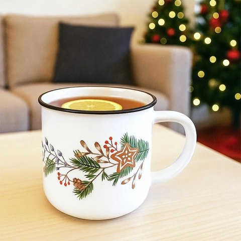 Kubek Ceramiczny 330 ml ORION Gałązki Iglaste Gwiazdka Prezent