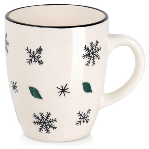 Kubek Ceramiczny Świąteczny 350 ml Biały w Płatki Śniegu Prezent ORION