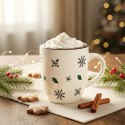 Kubek Ceramiczny Świąteczny 350 ml Biały w Płatki Śniegu Prezent ORION