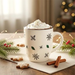 Kubek Ceramiczny Świąteczny 350 ml Biały w Płatki Śniegu Prezent ORION