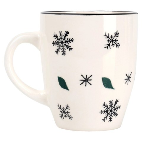 Kubek Ceramiczny Świąteczny 350 ml Biały w Płatki Śniegu Prezent ORION