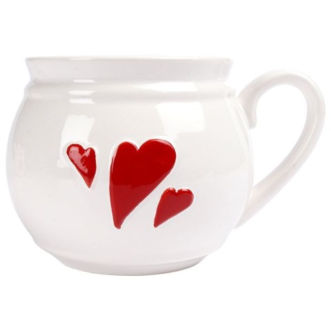 Kubek Ceramiczny na Kawę Herbatę Serce Duży Pojemny Biały ORION 800 ml