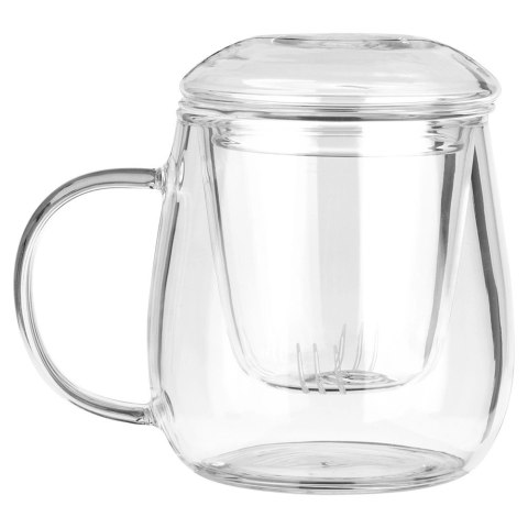 Kubek Duży Zaparzaczem i Pokrywką Szklany Solidny ORION 400 ml