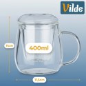 Kubek Duży Zaparzaczem i Pokrywką Szklany Solidny ORION 400 ml