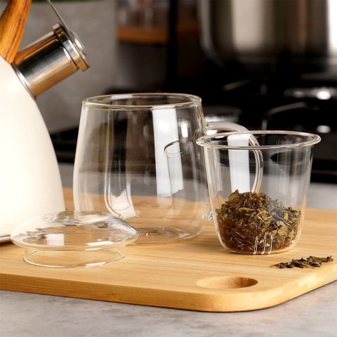 Kubek Duży Zaparzaczem i Pokrywką Szklany Solidny ORION 400 ml