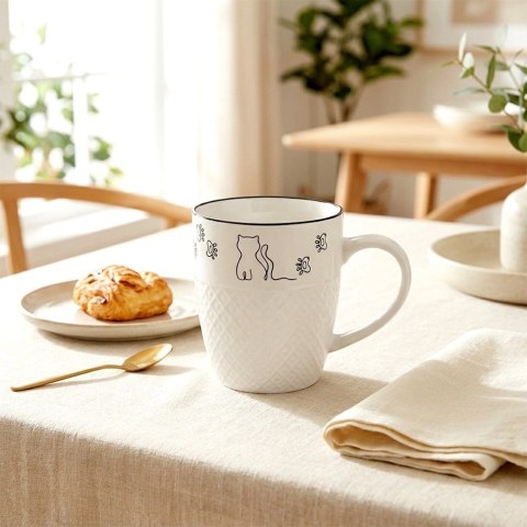 Kubek Porcelanowy 380 ml Kotek Biały z Uchem Prezent dla Kociary