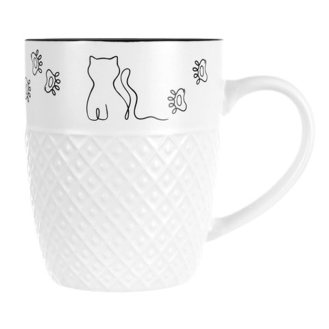 Kubek Porcelanowy 380 ml Kotek Biały z Uchem Prezent dla Kociary