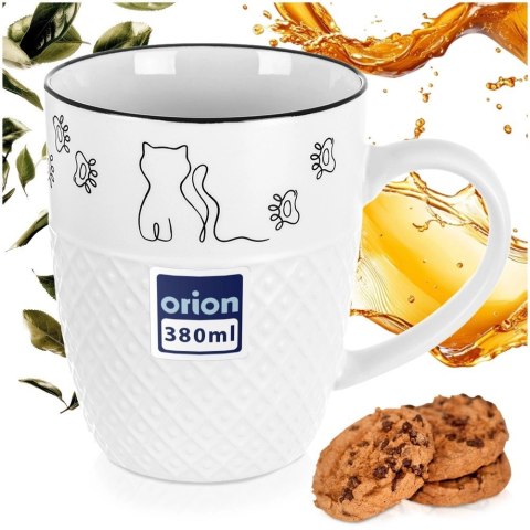 Kubek Porcelanowy 380 ml Kotek Biały z Uchem Prezent dla Kociary