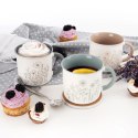 Kubek Porcelanowy 400 ml ORION Kwiaty Biały ze Szarym Wnętrzem do Zmywarki