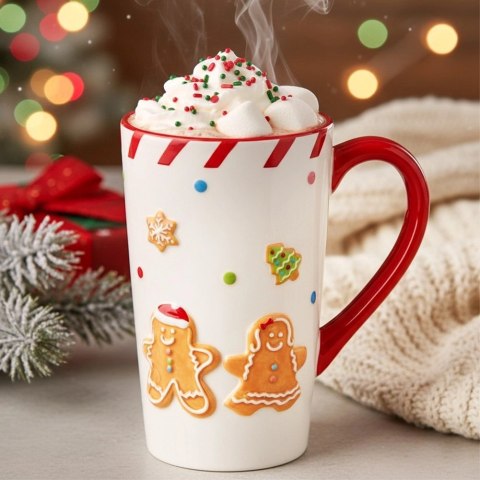 Kubek Świąteczny Ceramiczny 570ml Duży Piernikowy Ludzik Home Styling