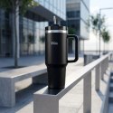 Kubek Termiczny 1,2 L z Rurką i Uchwytem Czarny Termos XXL VILDE