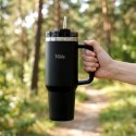 Kubek Termiczny 1,2 L z Rurką i Uchwytem Czarny Termos XXL VILDE