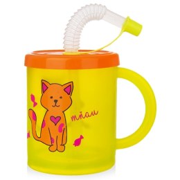Kubek dla Dziecka ze Słomką Kot 260 ml ORION Pokrywka Wygodny BPA Free