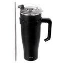 Kubek termiczny stalowy czarny z uchwytem TERMO 1,2 l