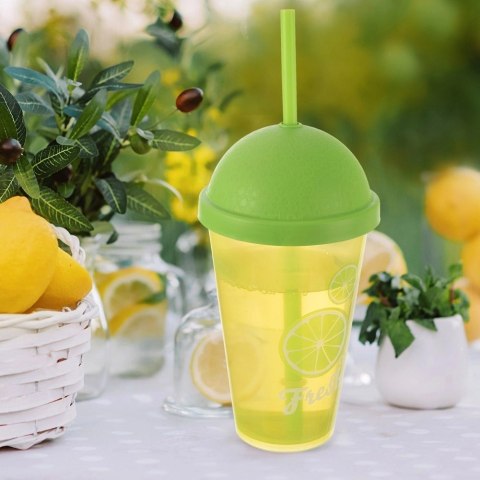 Kubek z Pokrywką i Słomką 450 ml ORION Zielony Nietłukący do Napojów