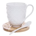 Kubki Porcelanowe do Kawy Herbaty z Łyżeczką Podstawką ORION 370 ml 2 szt.