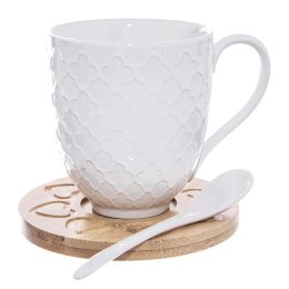 Kubki Porcelanowe do Kawy Herbaty z Łyżeczką Podstawką ORION 370 ml 2 szt.