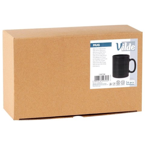 Kubki Szklane 300 ml 6 Szt. ORION Czarne Szkło Opalowe do Zmywarki
