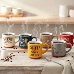 Kubki do Espresso 110 ml Kolorowe Napisy Zestaw 6 szt. Ceramika