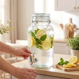 Słój z Kranikiem Dystrybutor do Napojów Wody Lemoniady Szklany 4L Vilde