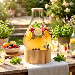 Słój z Kranikiem do Napojów Lemoniady ze Stojakiem Bambusowym VILDE 6.5L