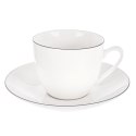 Spodek Podstawka Porcelanowa pod Filiżankę Biały z Obwódką 15 cm