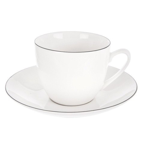 Spodek Podstawka Porcelanowa pod Filiżankę Biały z Obwódką 15 cm