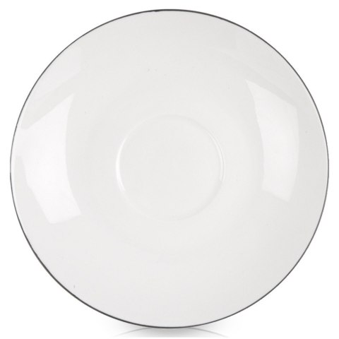 Spodek Podstawka Porcelanowa pod Filiżankę Biały z Obwódką 15 cm