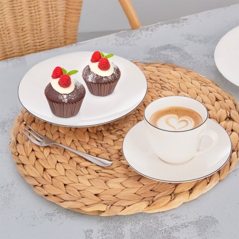 Spodek Podstawka Porcelanowa pod Filiżankę Biały z Obwódką 15 cm