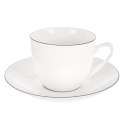 Spodek Podstawka Porcelanowa pod Filiżankę Biały z Obwódką 15 cm
