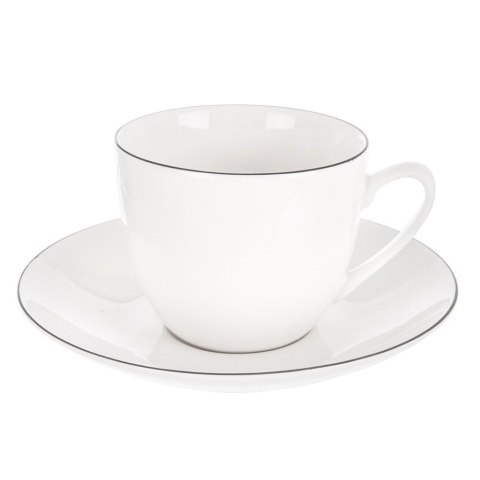Spodek Podstawka Porcelanowa pod Filiżankę Biały z Obwódką 15 cm