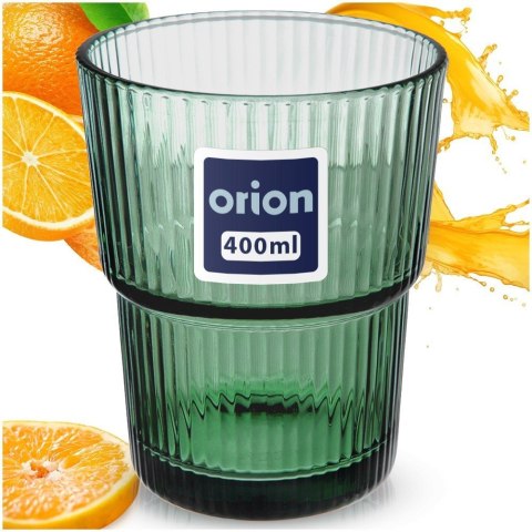 Szklanka do Napojów Wody Soków Drinków Zielona Ryflowana 400 ml